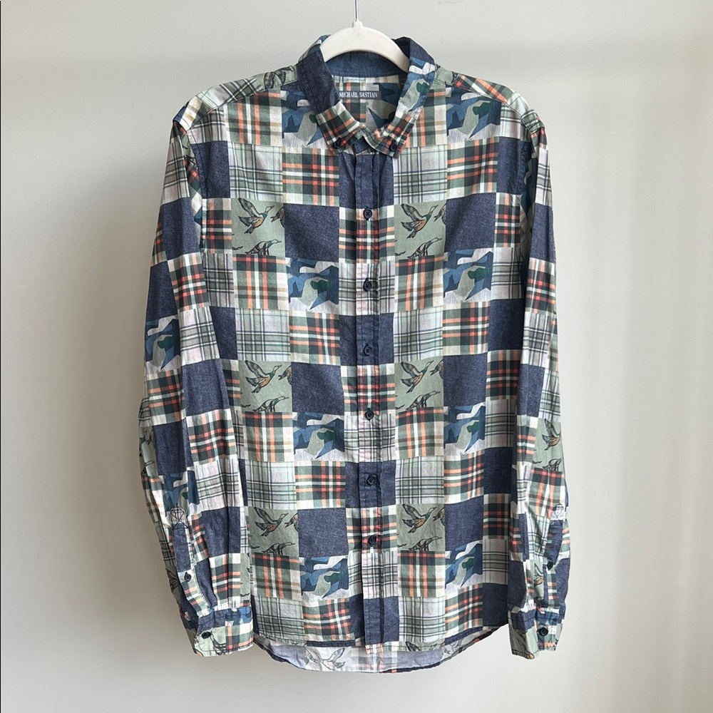 Michael Bastian Mixed Print Cotton Shirt